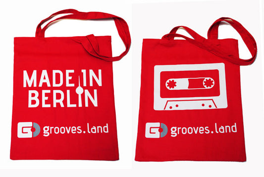 Grooves.Land Cotton bag with long handles/ Jute Beutel "Made In Berlin"